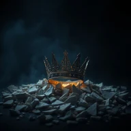 AI-generated cover for Torn To Crown: a dark crown resting on shattered stone, glowing from within